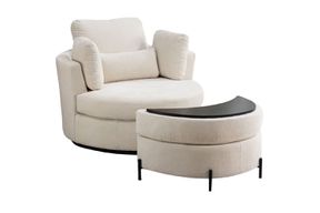 Rosdorf Park Kavonta Fabric Swivel Chair with Matching Ottoman