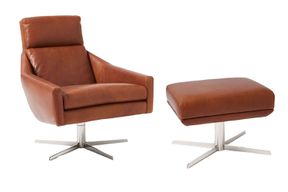 Austin Leather Swivel Chair and Ottoman Set from West Elm